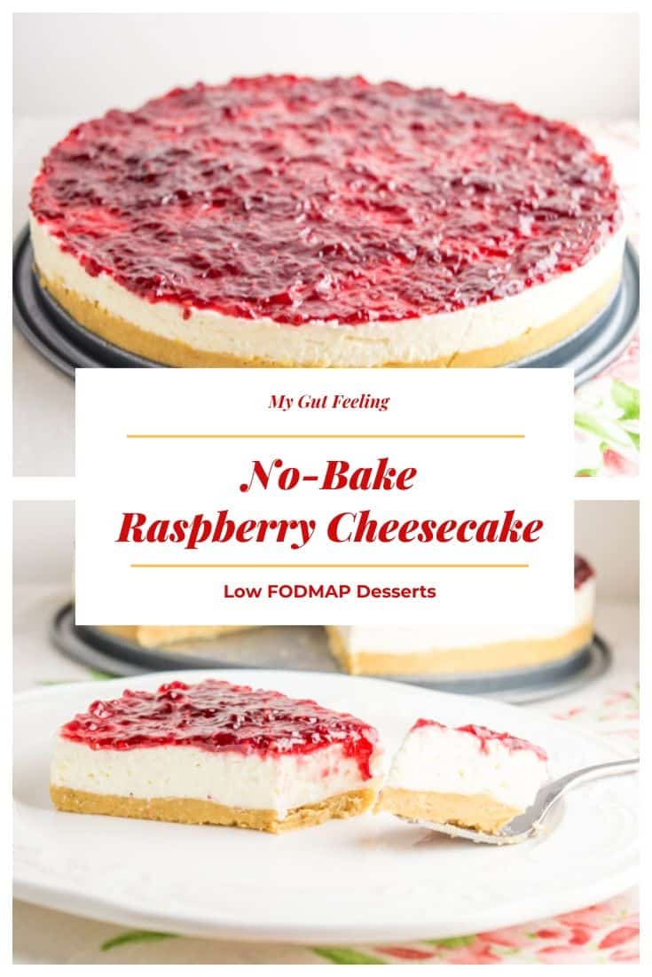 Low FODMAP No-Bake Raspberry Cheesecake
