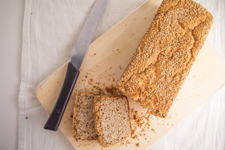 sliced low fodmap bread seen from above